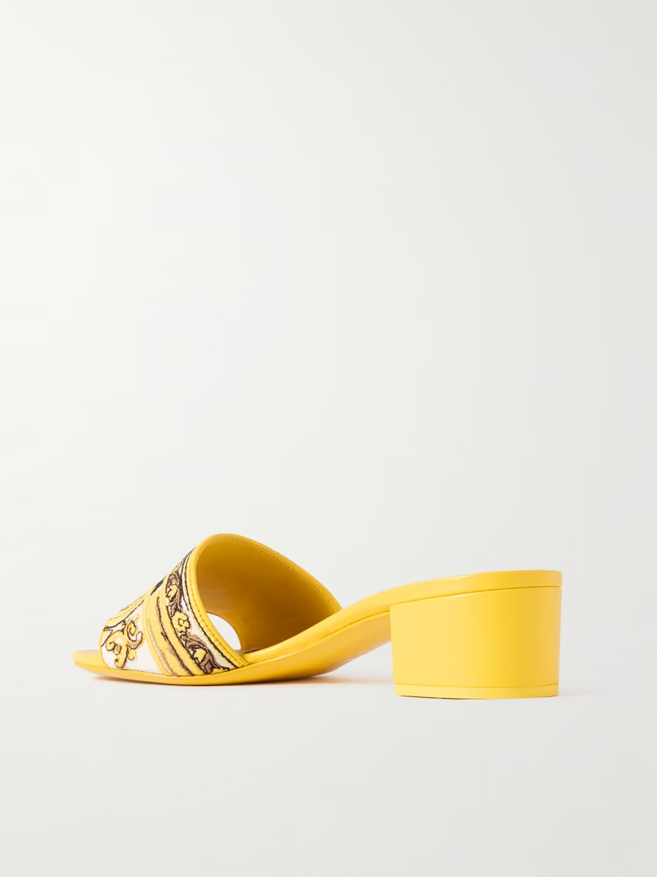 Maiolica Karol leather-trimmed canvas-jacquard sandals Maiolica Karol leather-trimmed canvas-jacquard sandals