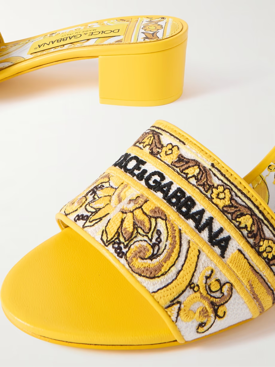 Maiolica Karol leather-trimmed canvas-jacquard sandals Maiolica Karol leather-trimmed canvas-jacquard sandals