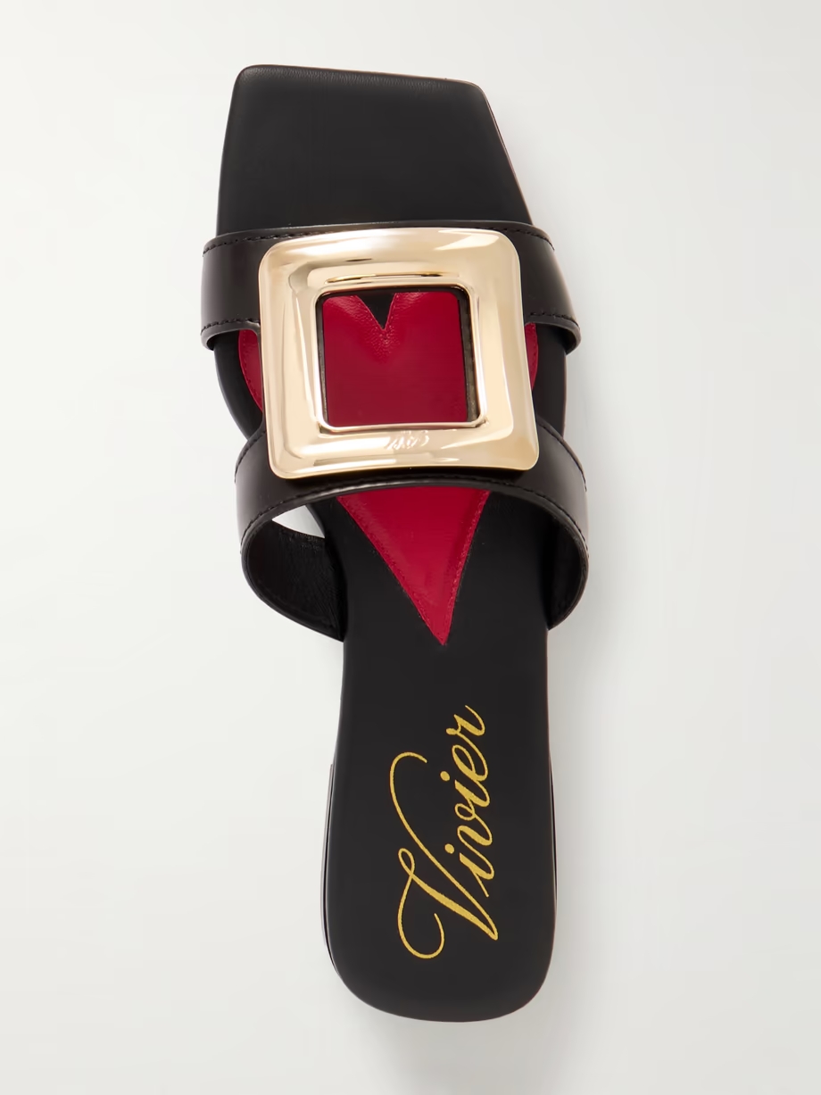 Nagoya embellished cutout leather slides Nagoya embellished cutout leather slides