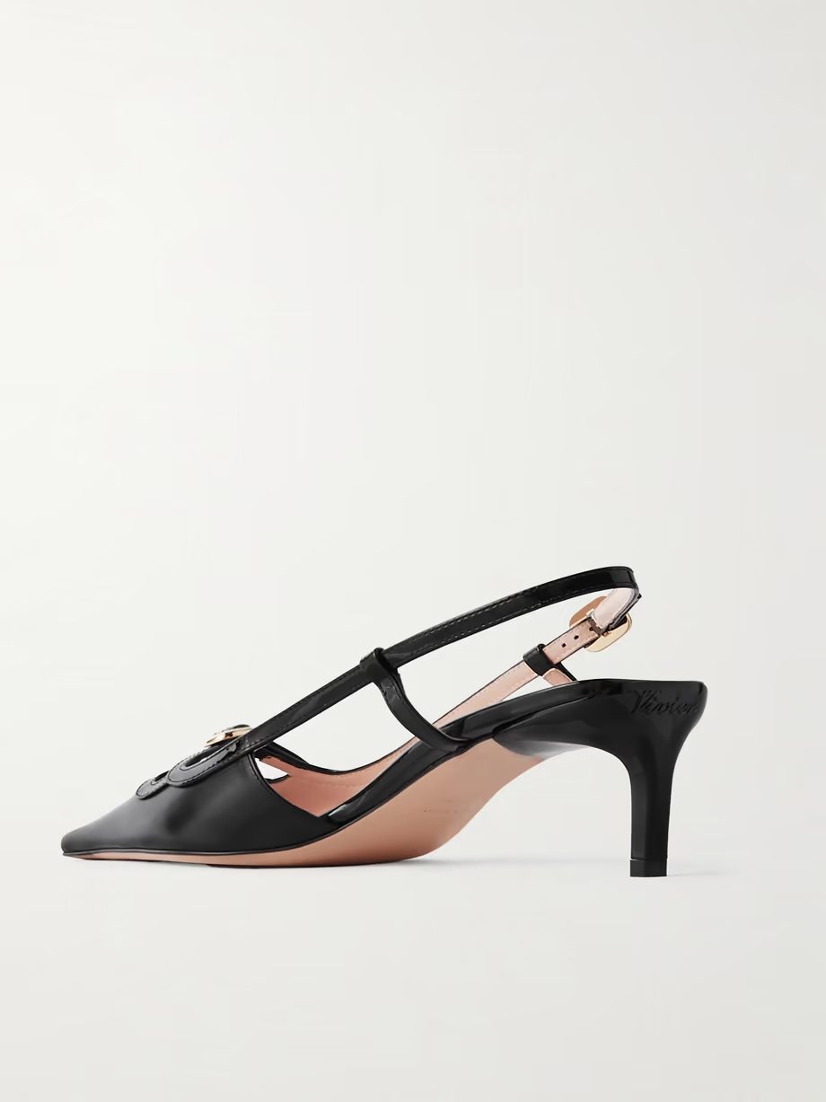 Nagoya embellished leather slingback pumps Nagoya embellished leather slingback pumps