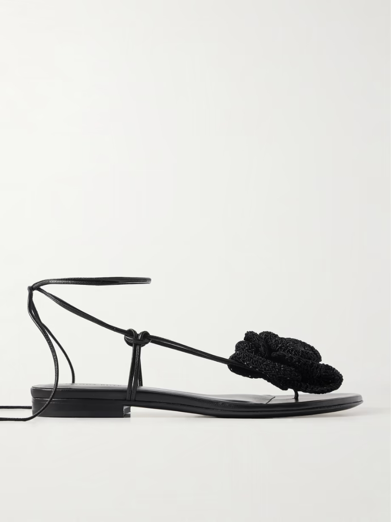 Crocheted cotton-blend and leather sandals Crocheted cotton-blend and leather sandals