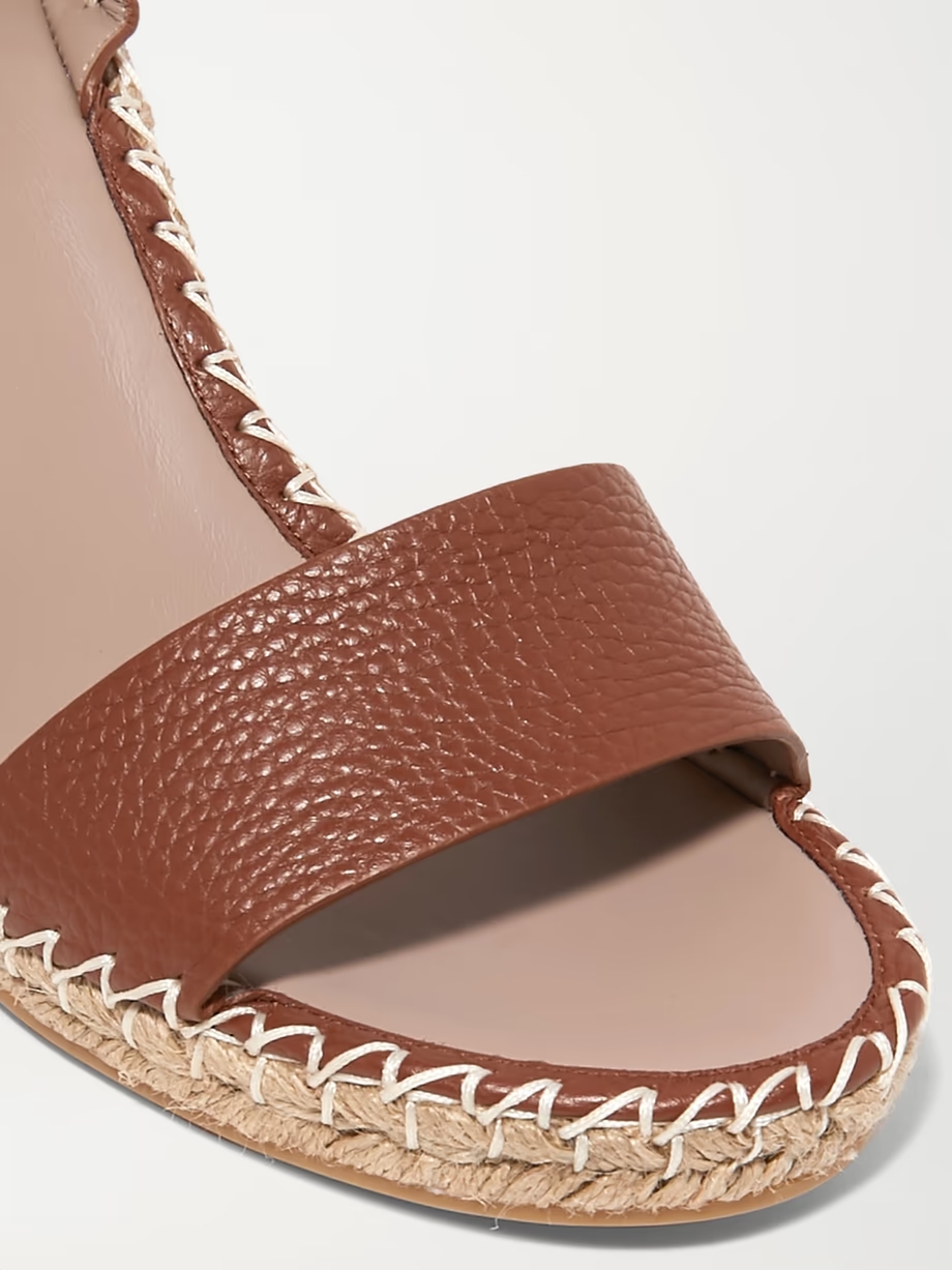 Rockstud 105 textured-leather espadrille wedge sandals Rockstud 105 textured-leather espadrille wedge sandals