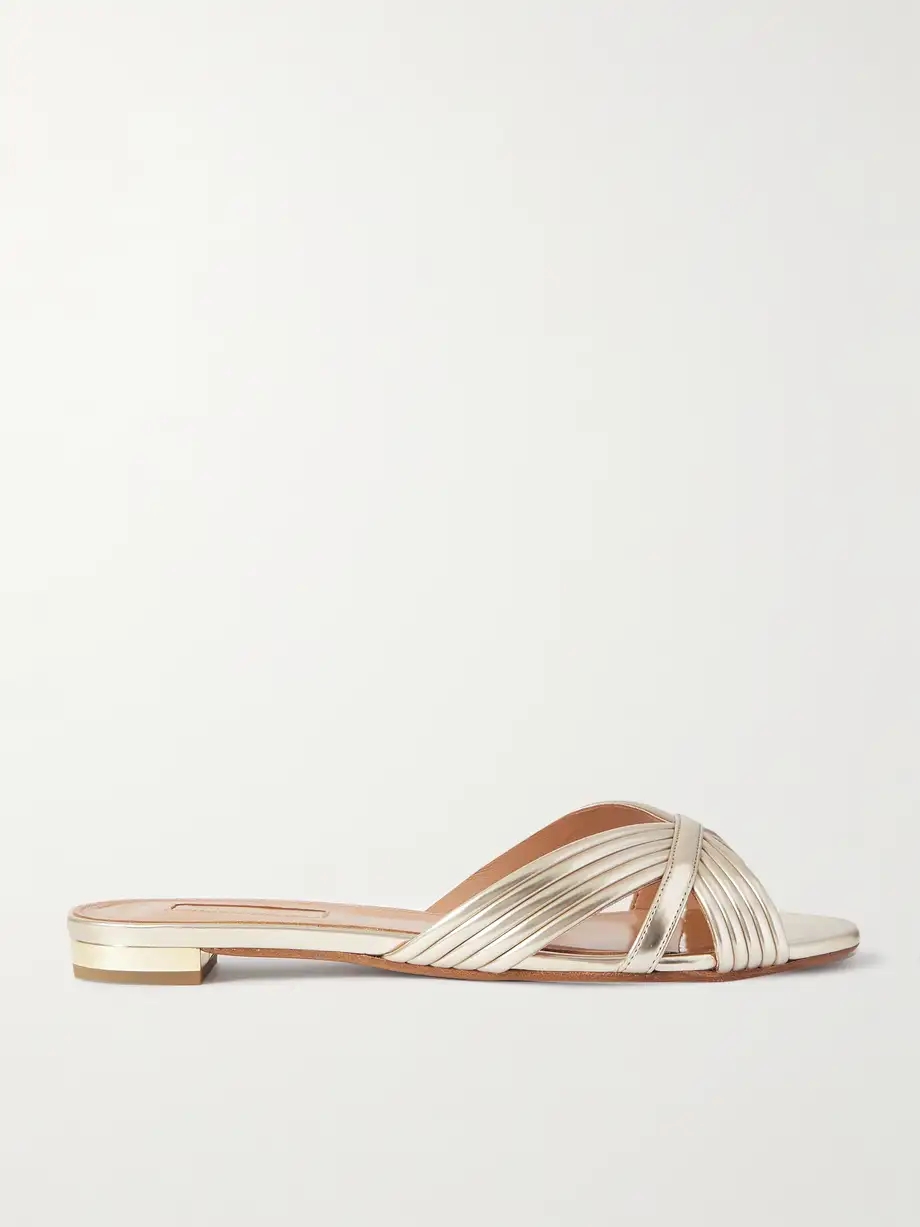 Sundance metallic vegan leather slides Sundance metallic vegan leather slides