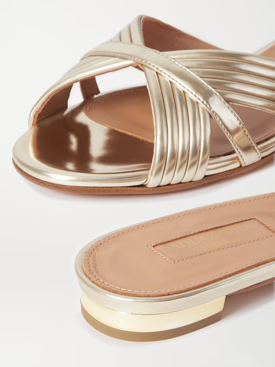 Sundance metallic vegan leather slides Sundance metallic vegan leather slides