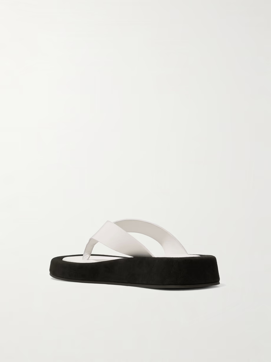 Ginza two-tone leather and suede platform flip flops Ginza two-tone leather and suede platform flip flops