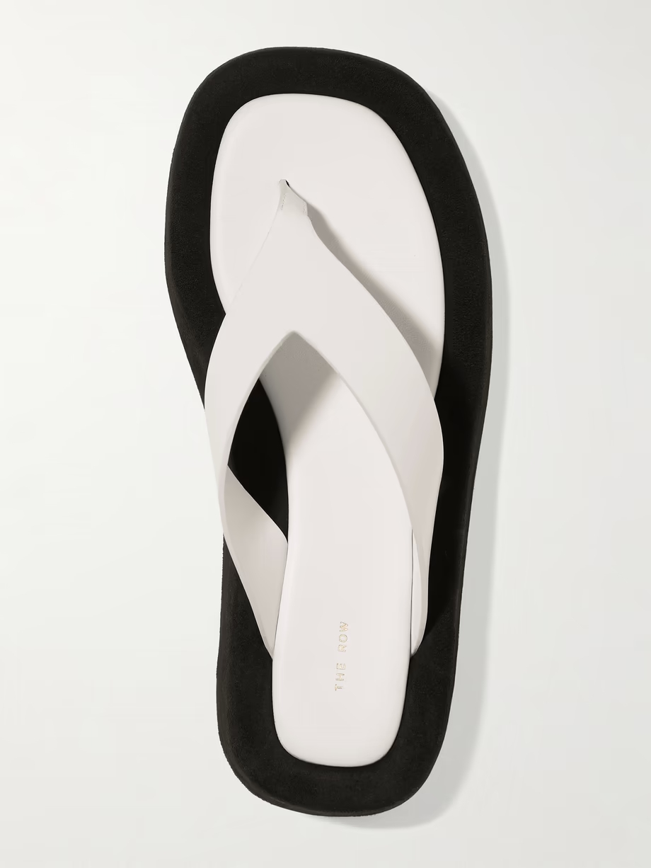 Ginza two-tone leather and suede platform flip flops Ginza two-tone leather and suede platform flip flops