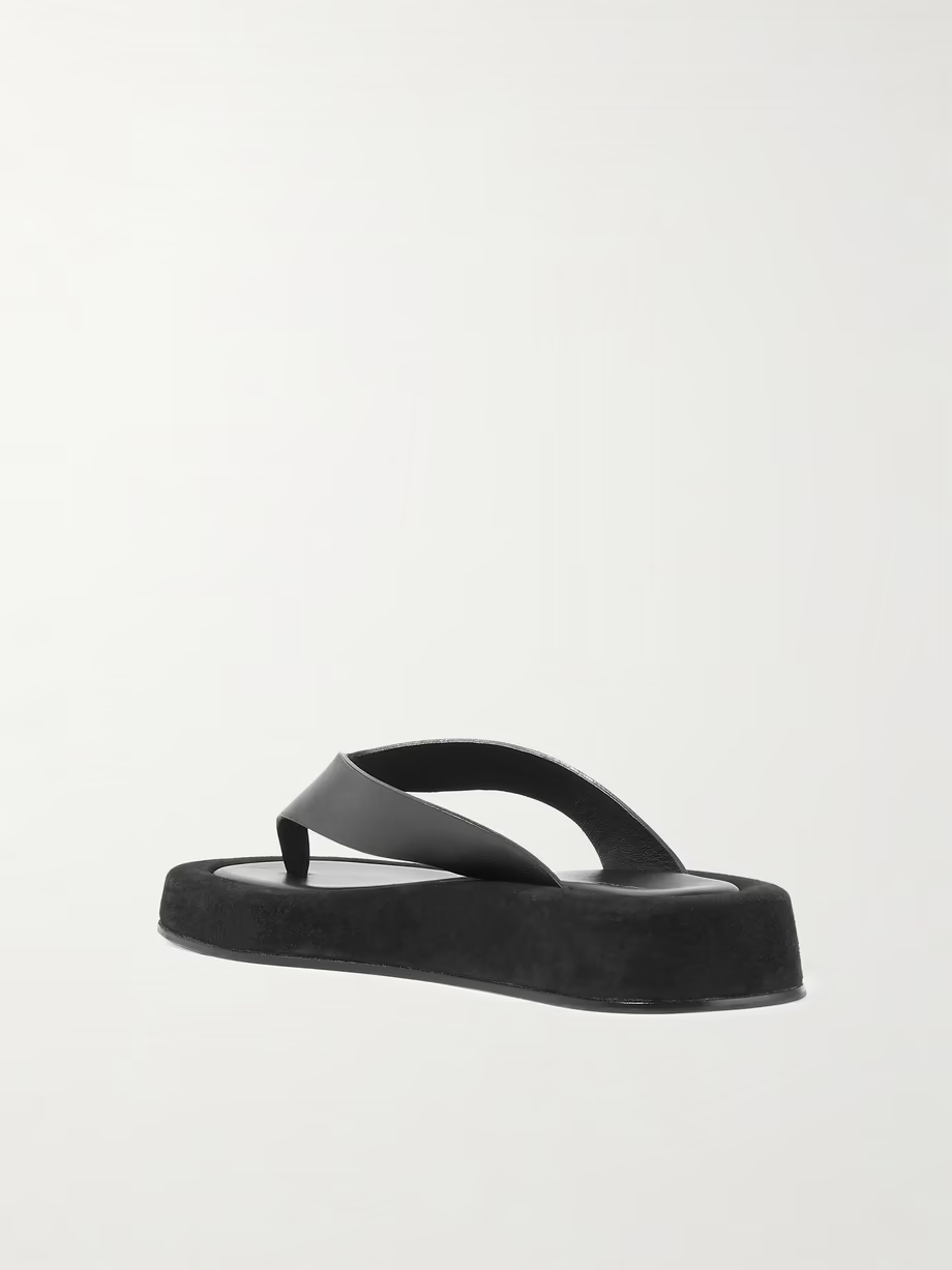 Ginza leather and suede platform flip flops Ginza leather and suede platform flip flops