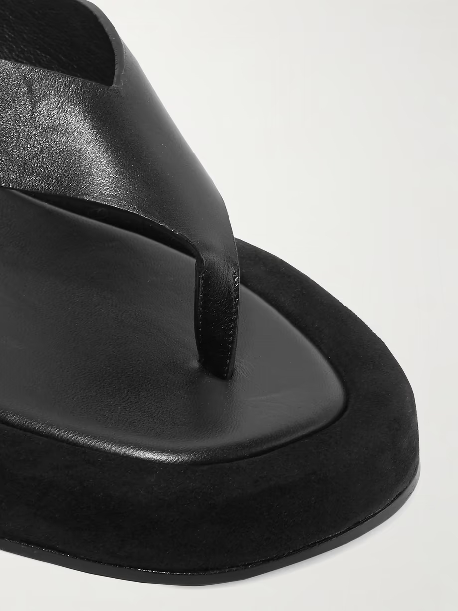 Ginza leather and suede platform flip flops Ginza leather and suede platform flip flops