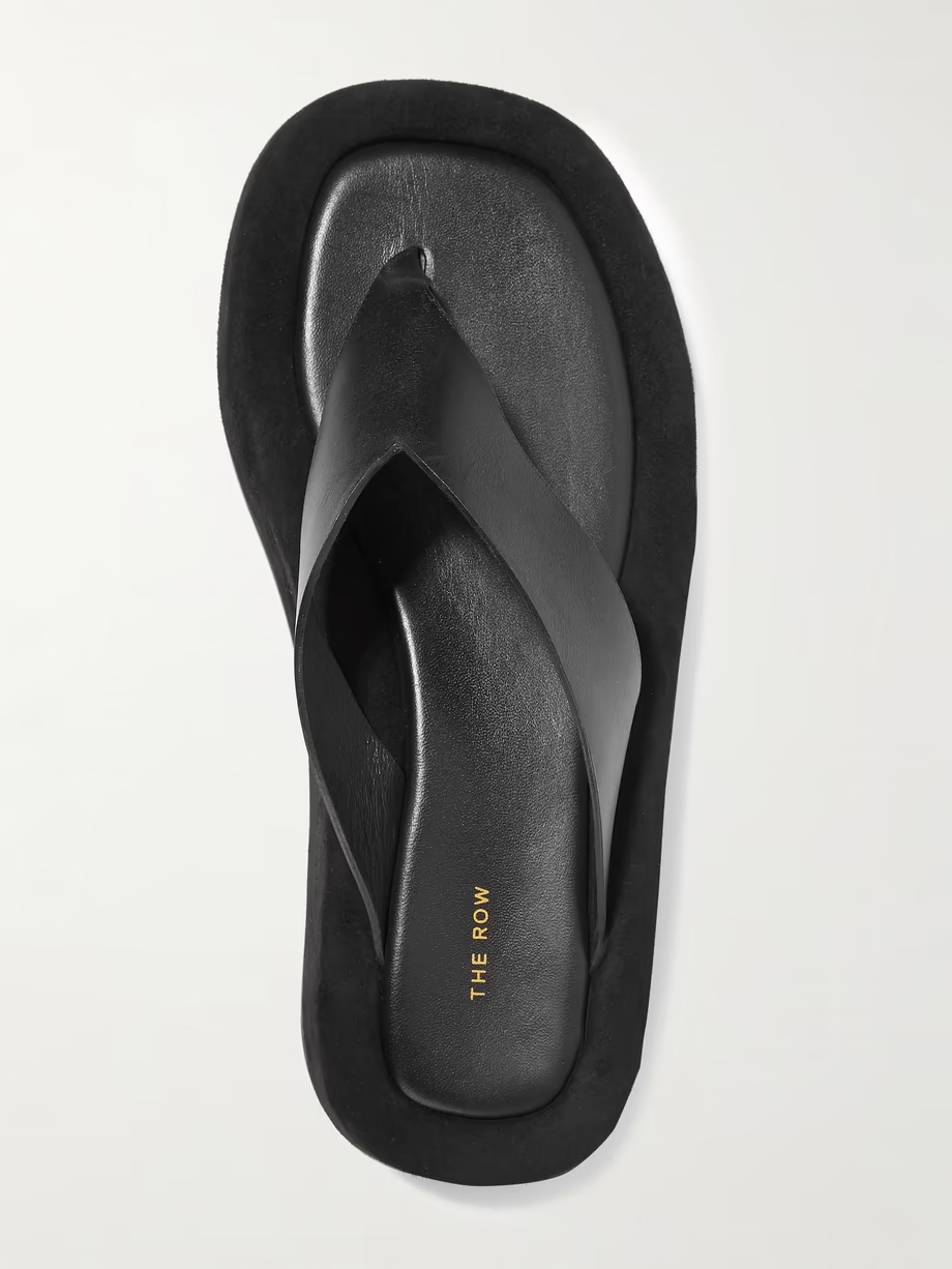 Ginza leather and suede platform flip flops Ginza leather and suede platform flip flops