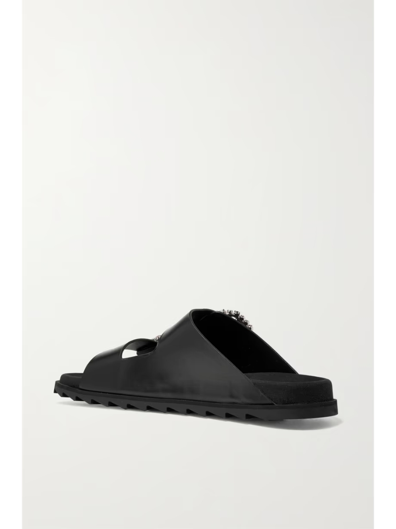 Slidy Viv crystal-embellished leather slides Slidy Viv crystal-embellished leather slides