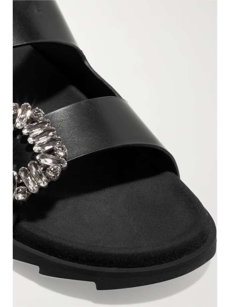 Slidy Viv crystal-embellished leather slides Slidy Viv crystal-embellished leather slides
