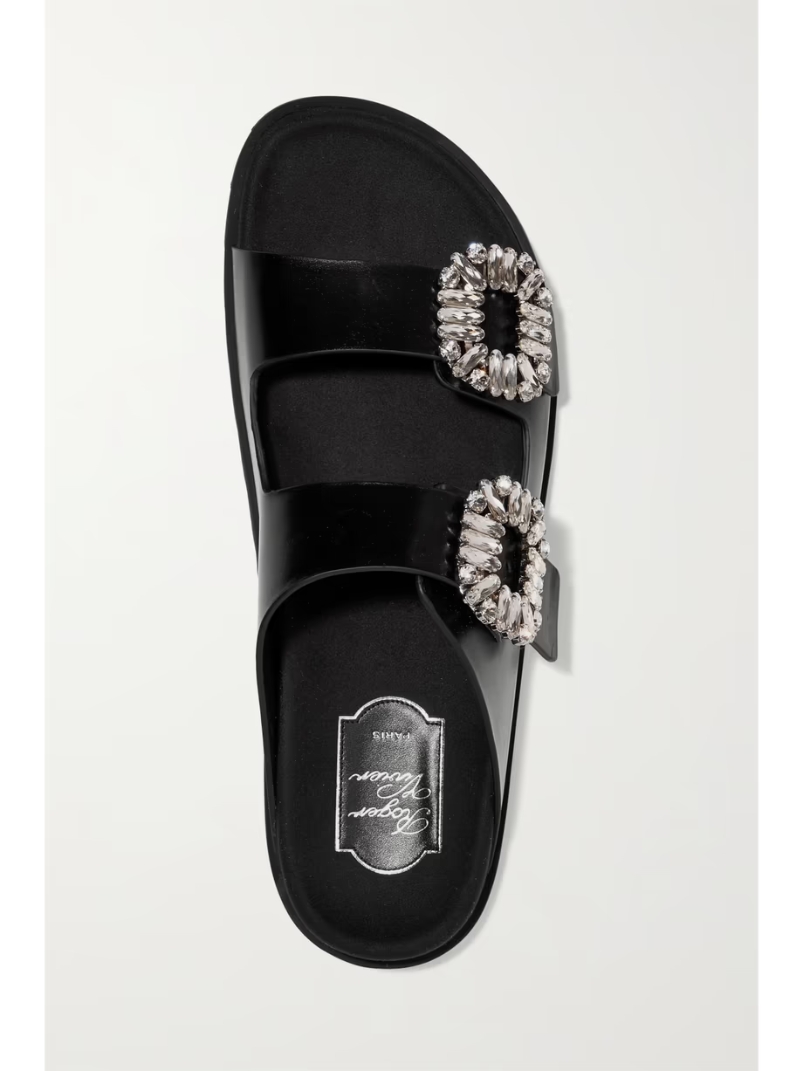 Slidy Viv crystal-embellished leather slides Slidy Viv crystal-embellished leather slides
