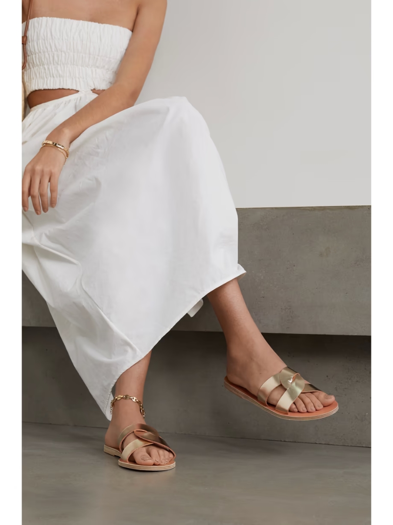 Desmos cutout metallic leather slides Desmos cutout metallic leather slides