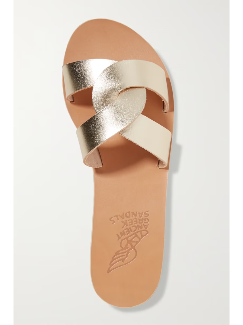 Desmos cutout metallic leather slides Desmos cutout metallic leather slides