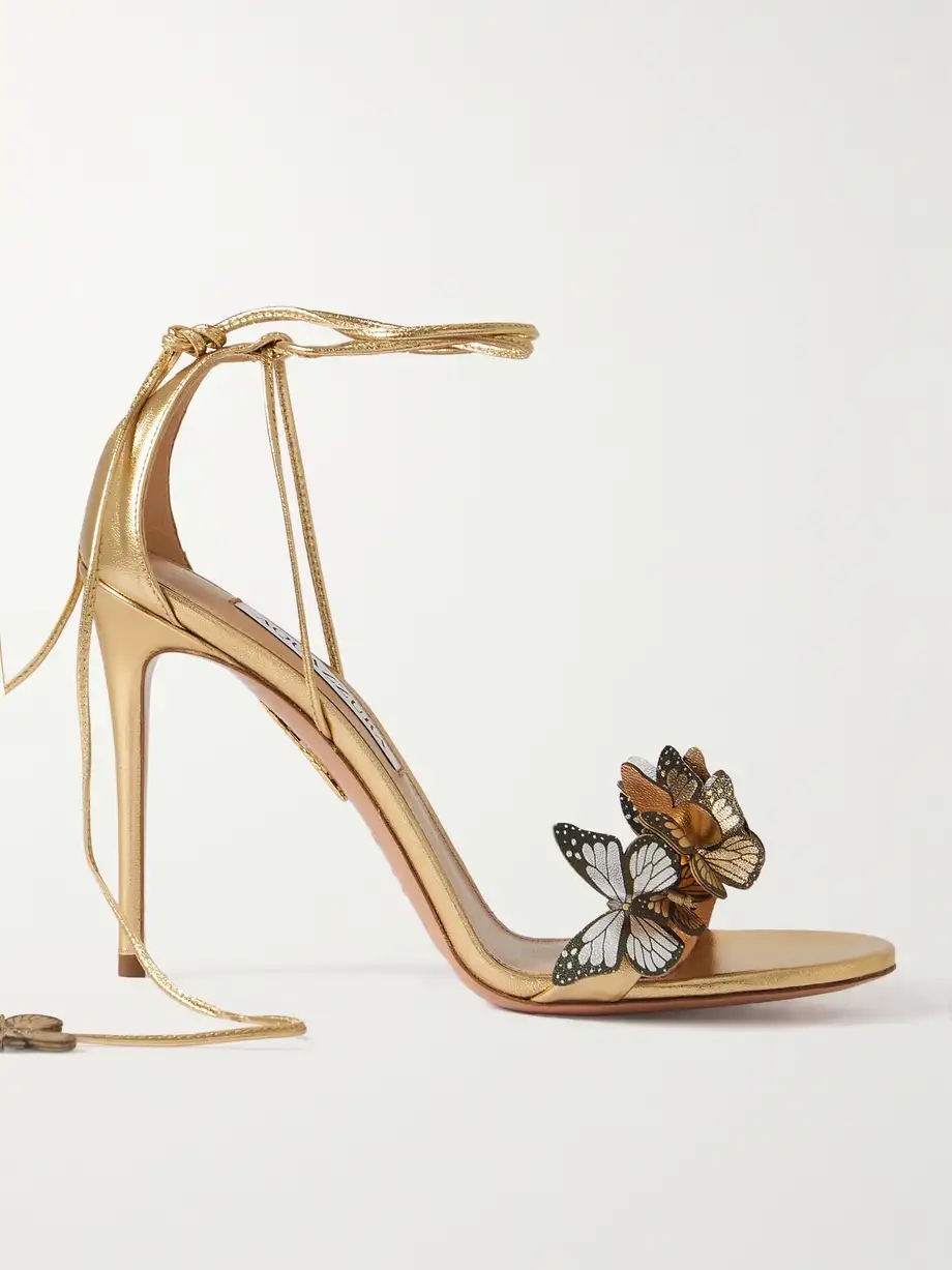 Papillo 105 embellished metallic leather sandals Papillo 105 embellished metallic leather sandals