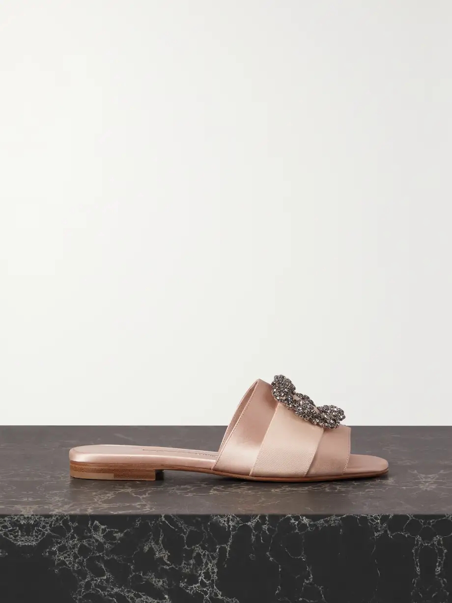 Martamod embellished grosgrain-trimmed satin slides Martamod embellished grosgrain-trimmed satin slides