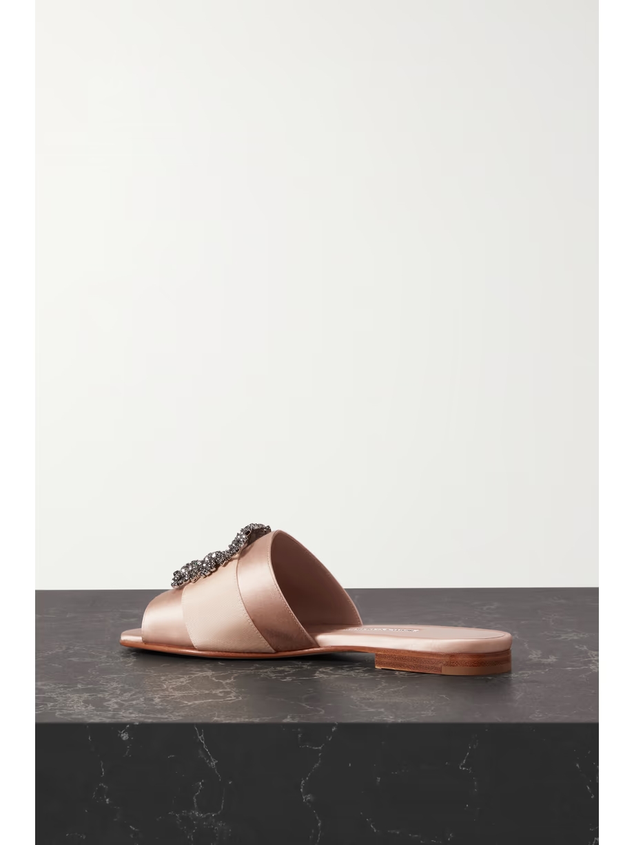 Martamod embellished grosgrain-trimmed satin slides Martamod embellished grosgrain-trimmed satin slides