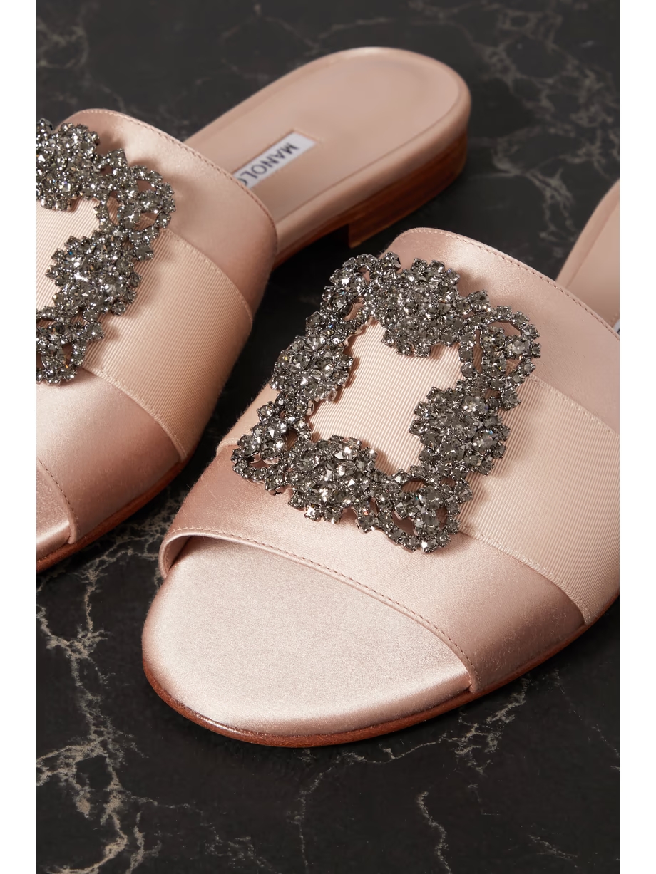 Martamod embellished grosgrain-trimmed satin slides Martamod embellished grosgrain-trimmed satin slides