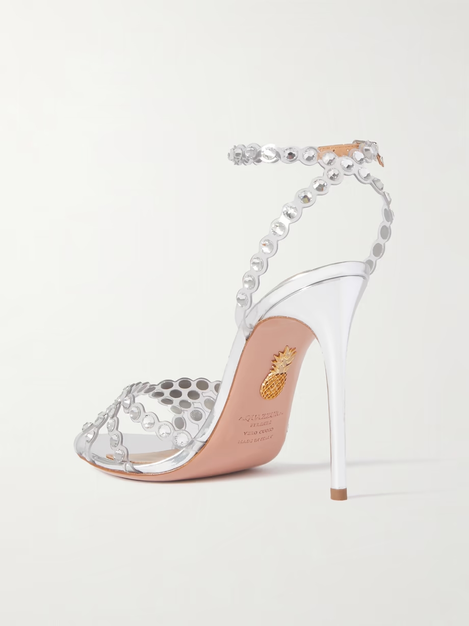 Tequila 105 crystal-embellished PVC and metallic leather sandals Tequila 105 crystal-embellished PVC and metallic leather sandals