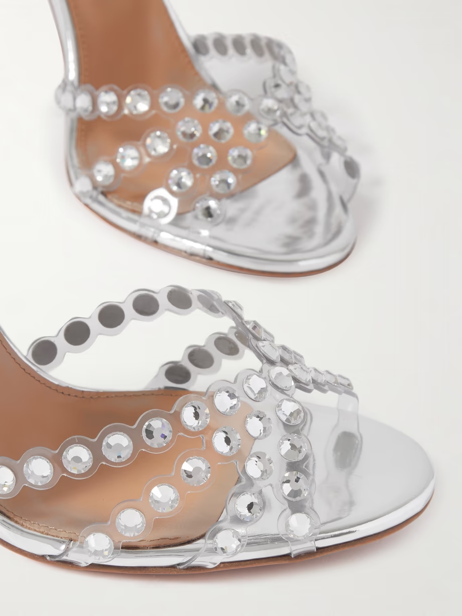 Tequila 105 crystal-embellished PVC and metallic leather sandals Tequila 105 crystal-embellished PVC and metallic leather sandals