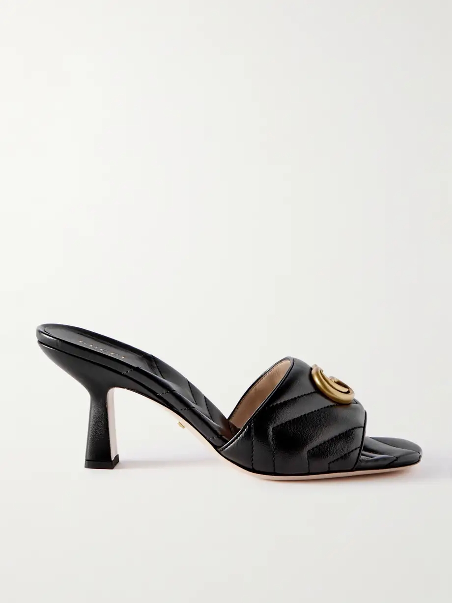 Marmont logo-embellished quilted leather mules Marmont logo-embellished quilted leather mules