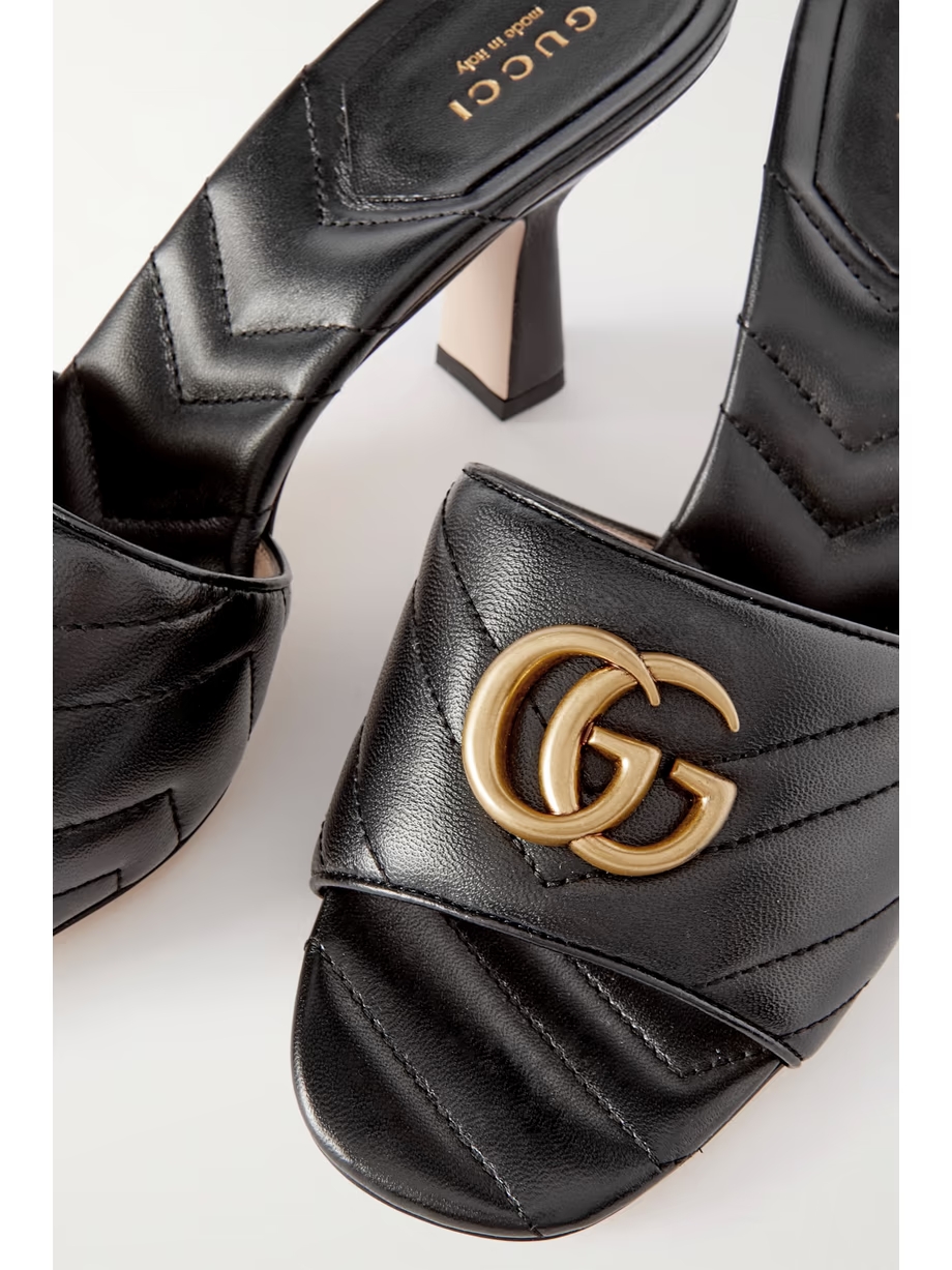 Marmont logo-embellished quilted leather mules Marmont logo-embellished quilted leather mules