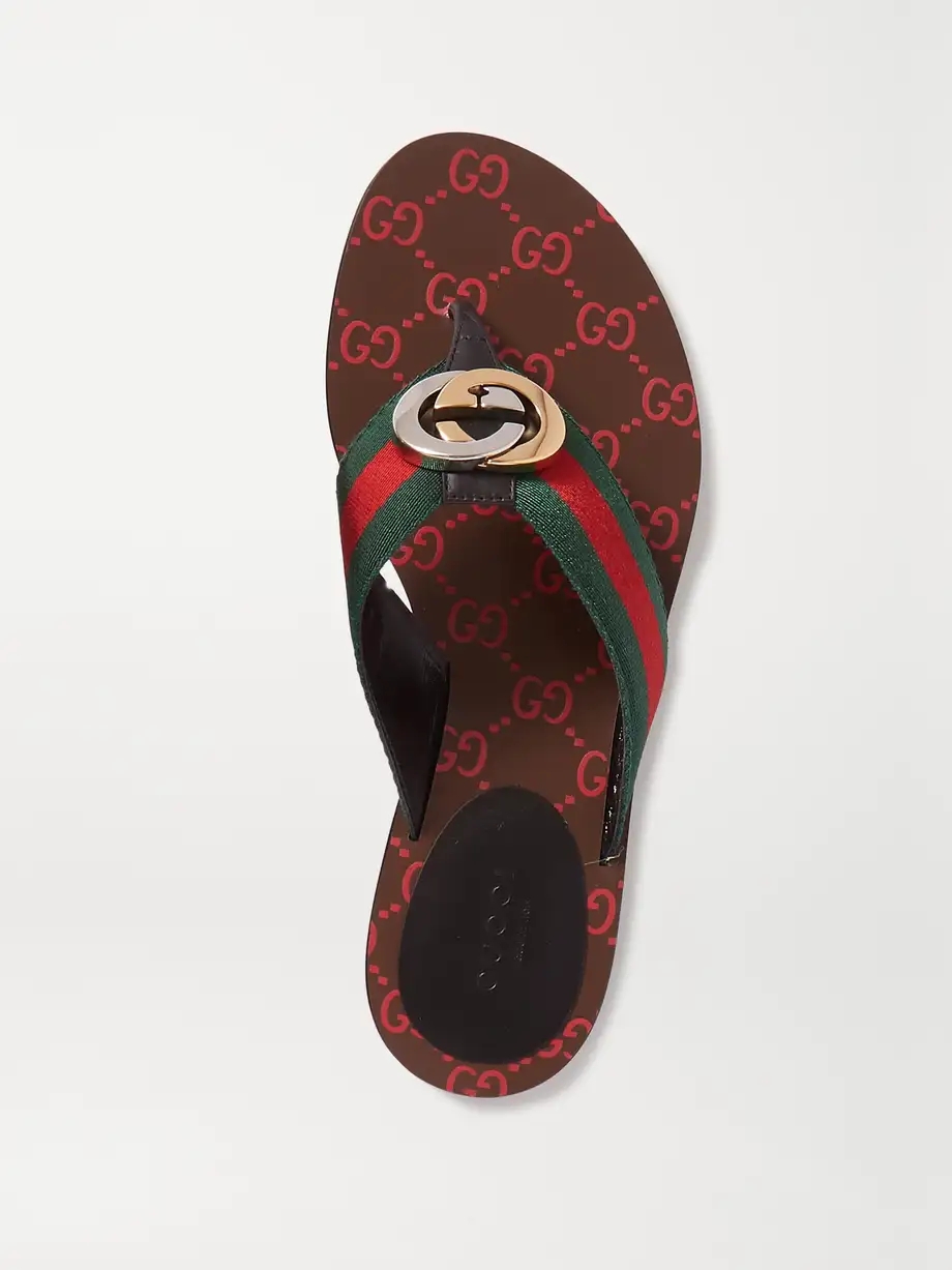 Kika logo-embellished striped canvas and leather sandals Kika logo-embellished striped canvas and leather sandals