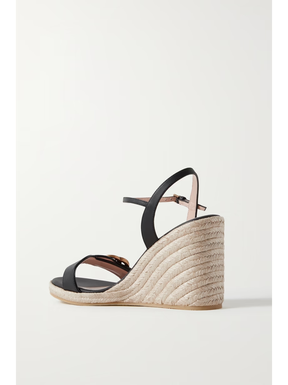 Aitana logo-embellished leather espadrille wedge sandals Aitana logo-embellished leather espadrille wedge sandals