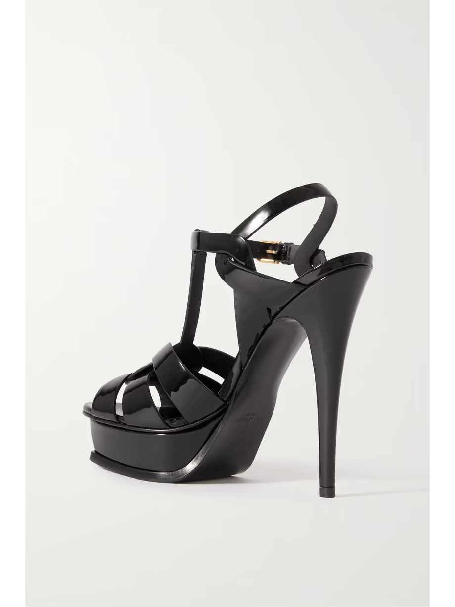 Tribute woven patent-leather platform sandals Tribute woven patent-leather platform sandals