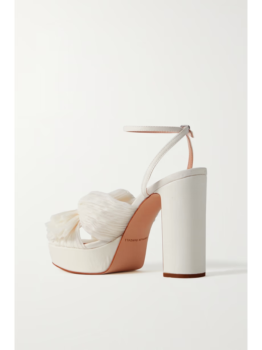 Natalia bow-embellished plissé-organza platform sandals Natalia bow-embellished plissé-organza platform sandals