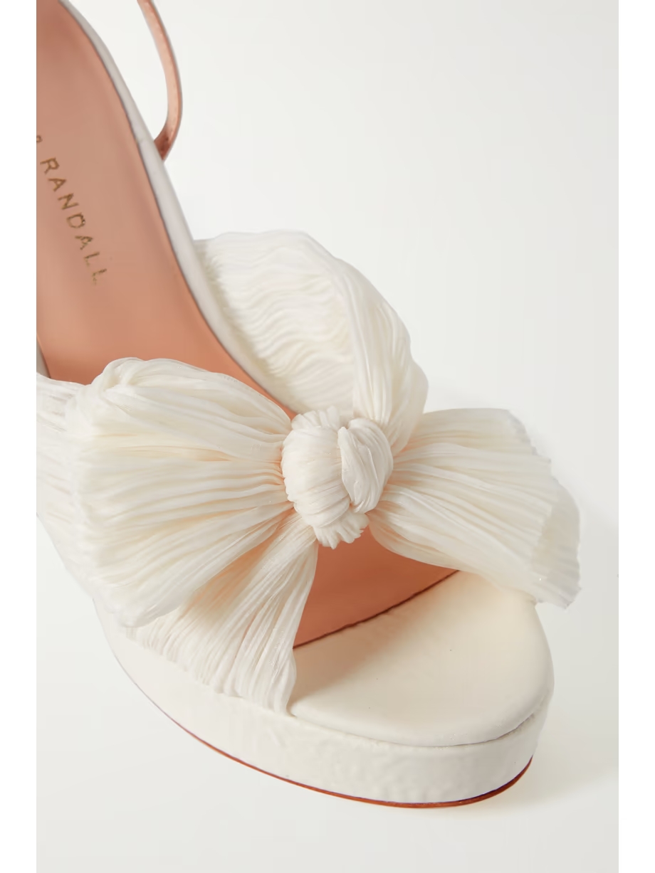 Natalia bow-embellished plissé-organza platform sandals Natalia bow-embellished plissé-organza platform sandals