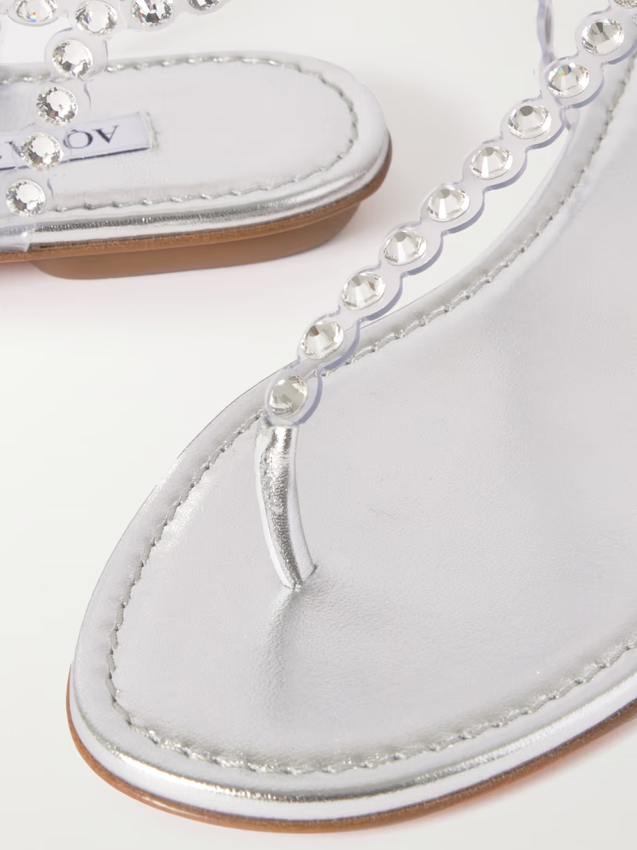 Tequila crystal-embellished PVC and metallic leather sandals Tequila crystal-embellished PVC and metallic leather sandals