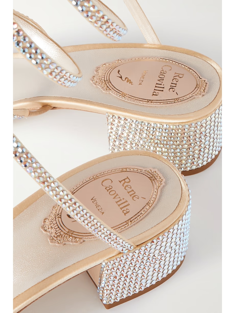 Cleo crystal-embellished satin sandals Cleo crystal-embellished satin sandals