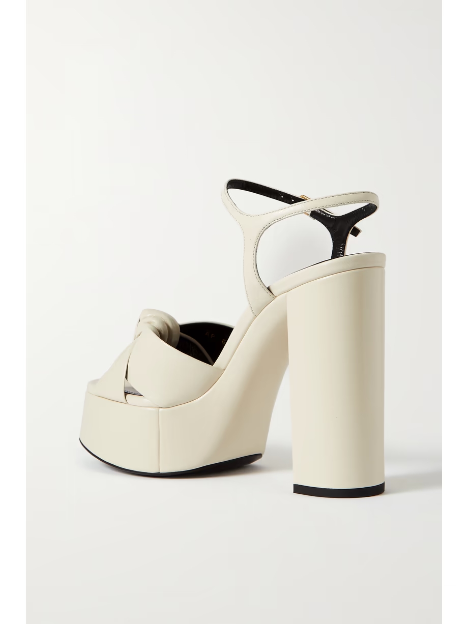 Bianca knotted leather platform sandals Bianca knotted leather platform sandals