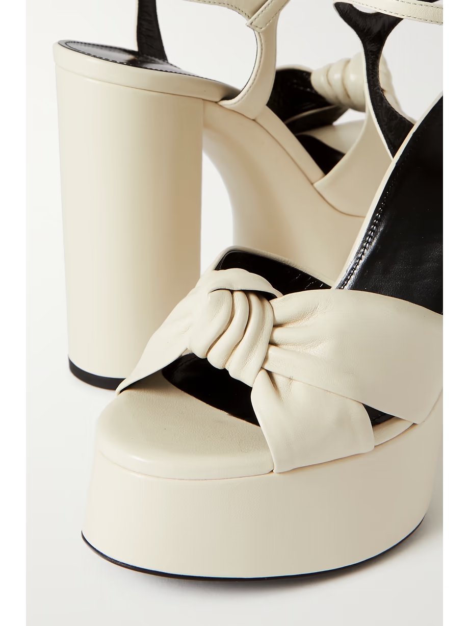 Bianca knotted leather platform sandals Bianca knotted leather platform sandals