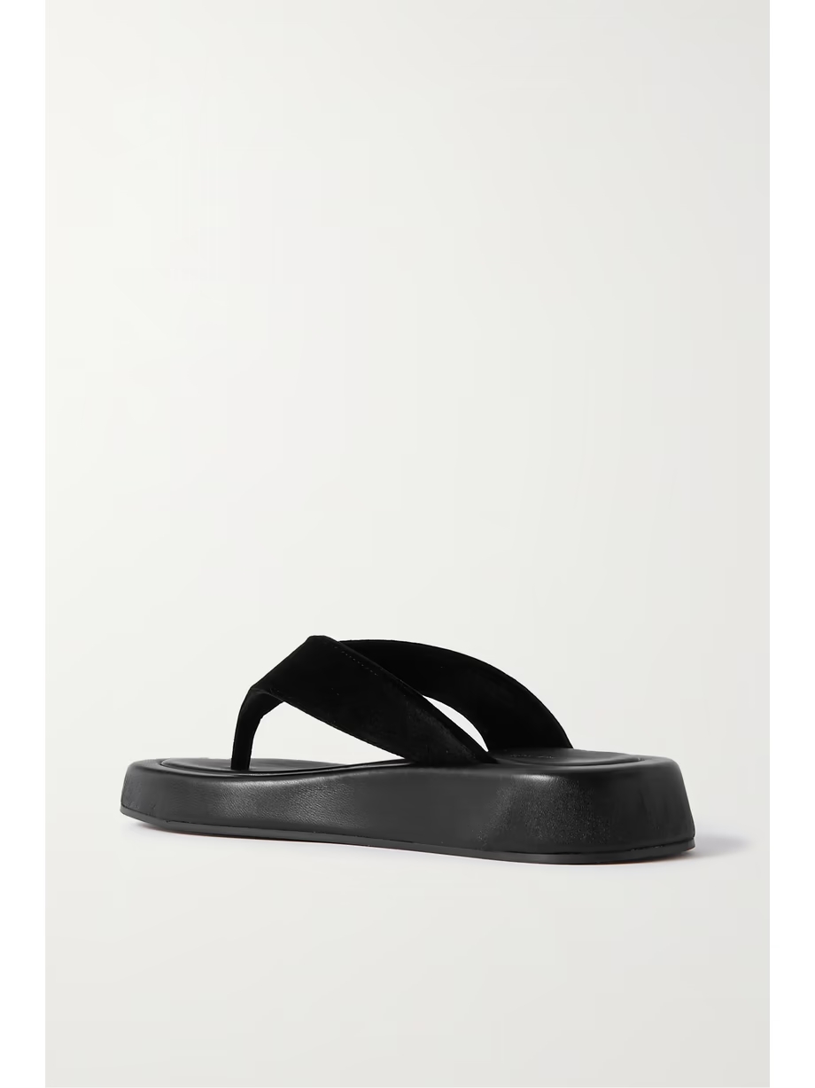 Ginza leather and velvet platform flip flops Ginza leather and velvet platform flip flops