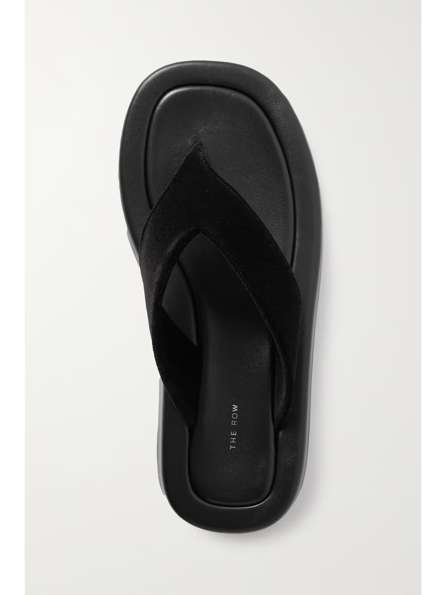 Ginza leather and velvet platform flip flops Ginza leather and velvet platform flip flops