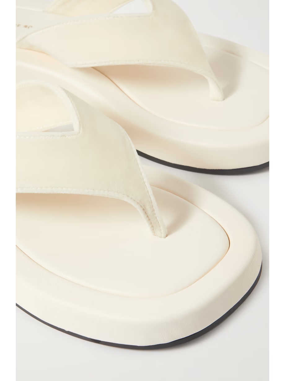 Ginza leather and velvet platform flip flops Ginza leather and velvet platform flip flops
