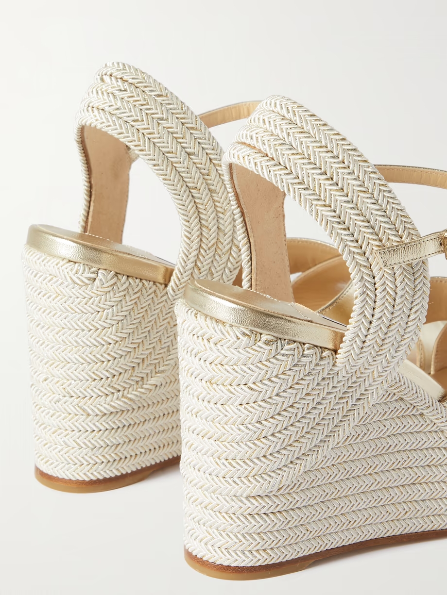 Dellena 100 metallic leather espadrille wedge sandals Dellena 100 metallic leather espadrille wedge sandals