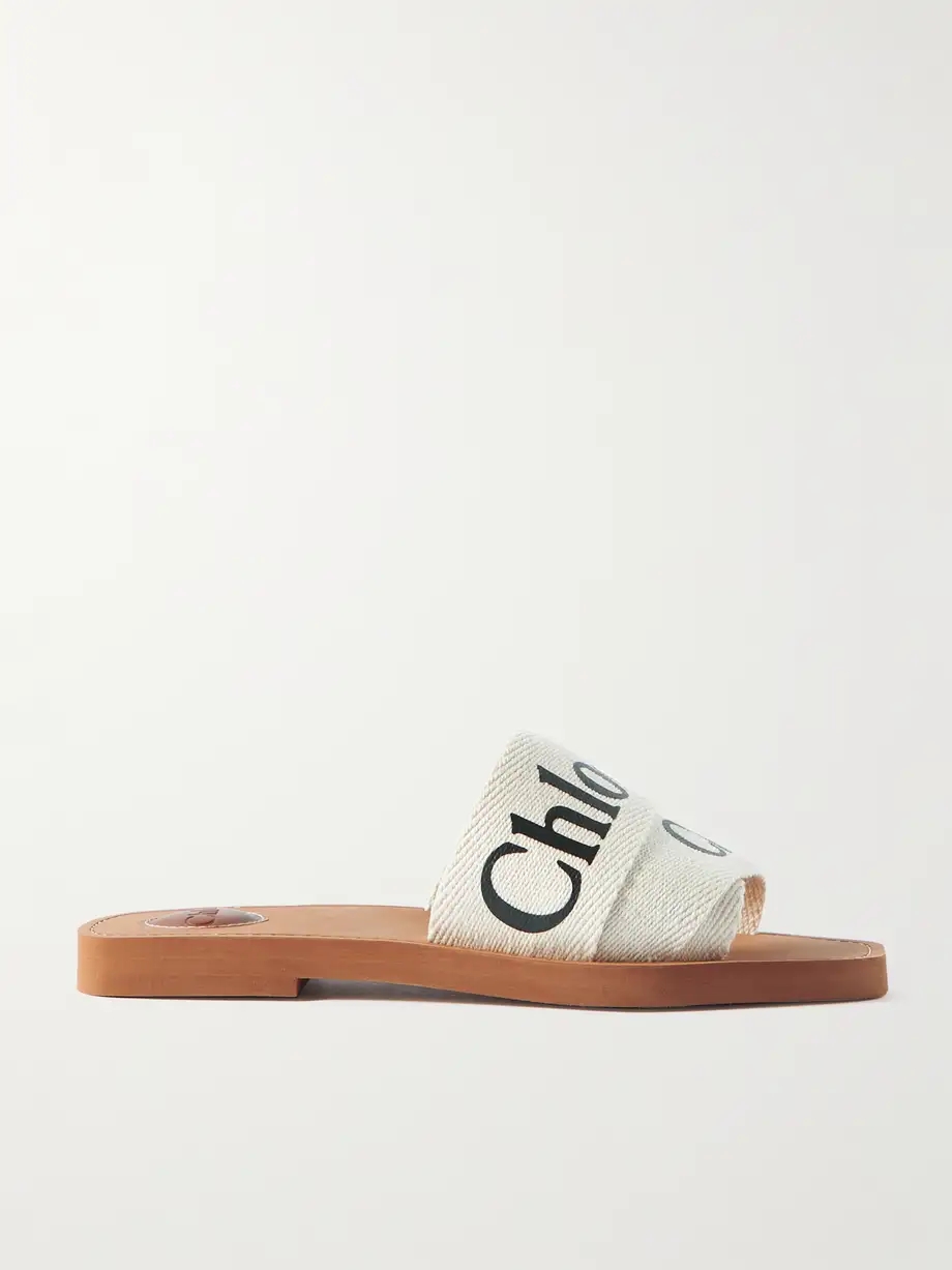 Woody logo-print canvas slides Woody logo-print canvas slides