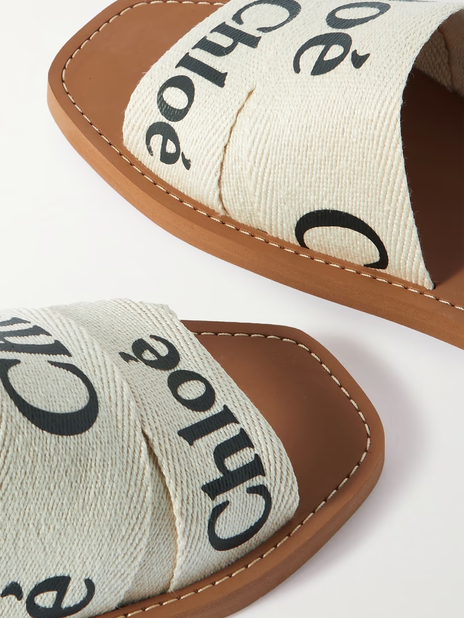 Woody logo-print canvas slides Woody logo-print canvas slides