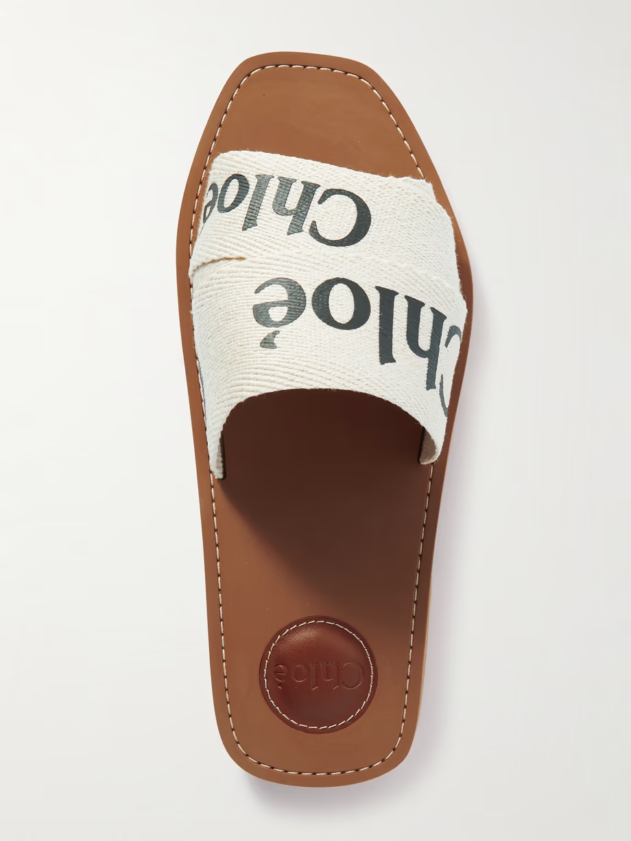 Woody logo-print canvas slides Woody logo-print canvas slides