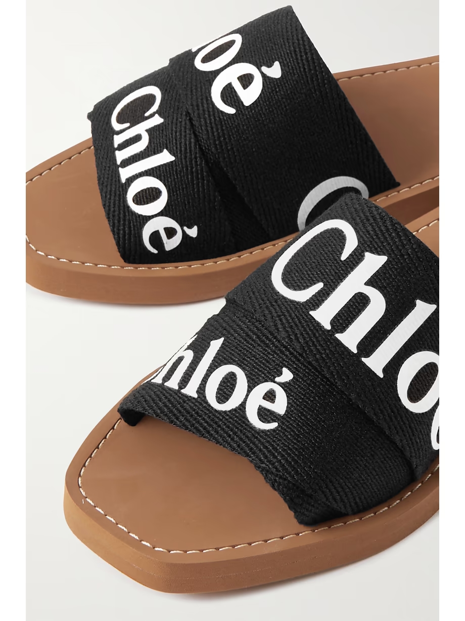 Woody logo-print canvas slides Woody logo-print canvas slides