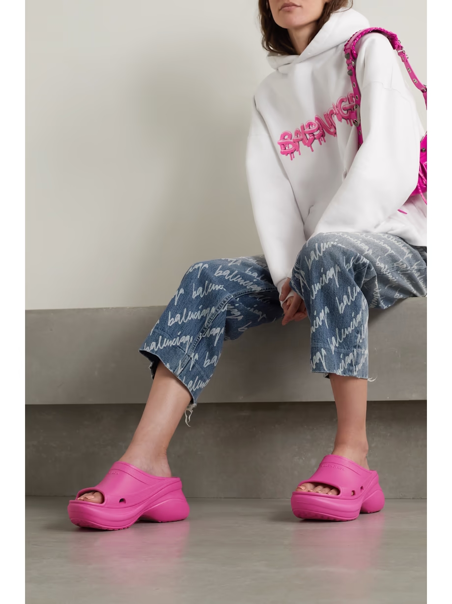 + Crocs Pool perforated neon rubber slides + Crocs Pool perforated neon rubber slides