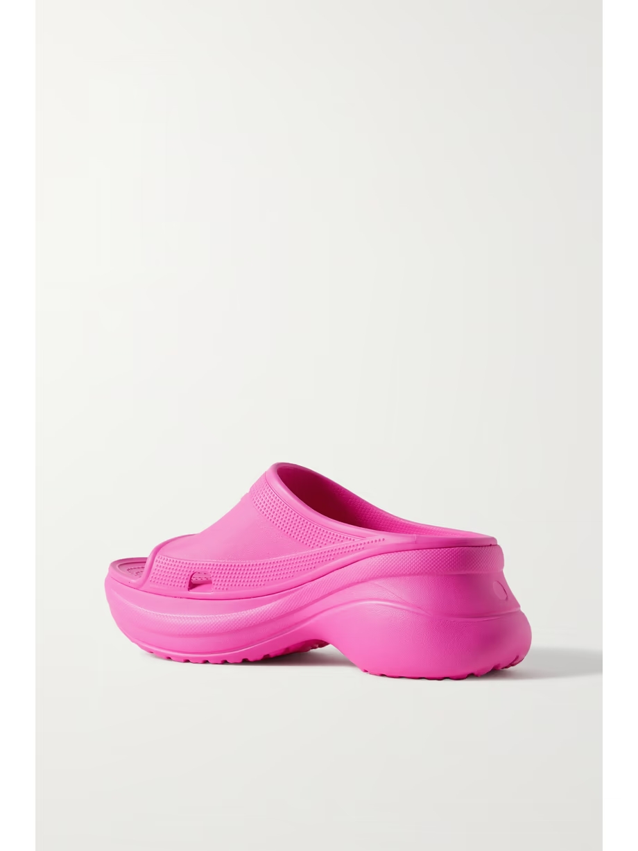 + Crocs Pool perforated neon rubber slides + Crocs Pool perforated neon rubber slides