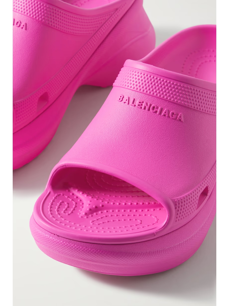 + Crocs Pool perforated neon rubber slides + Crocs Pool perforated neon rubber slides