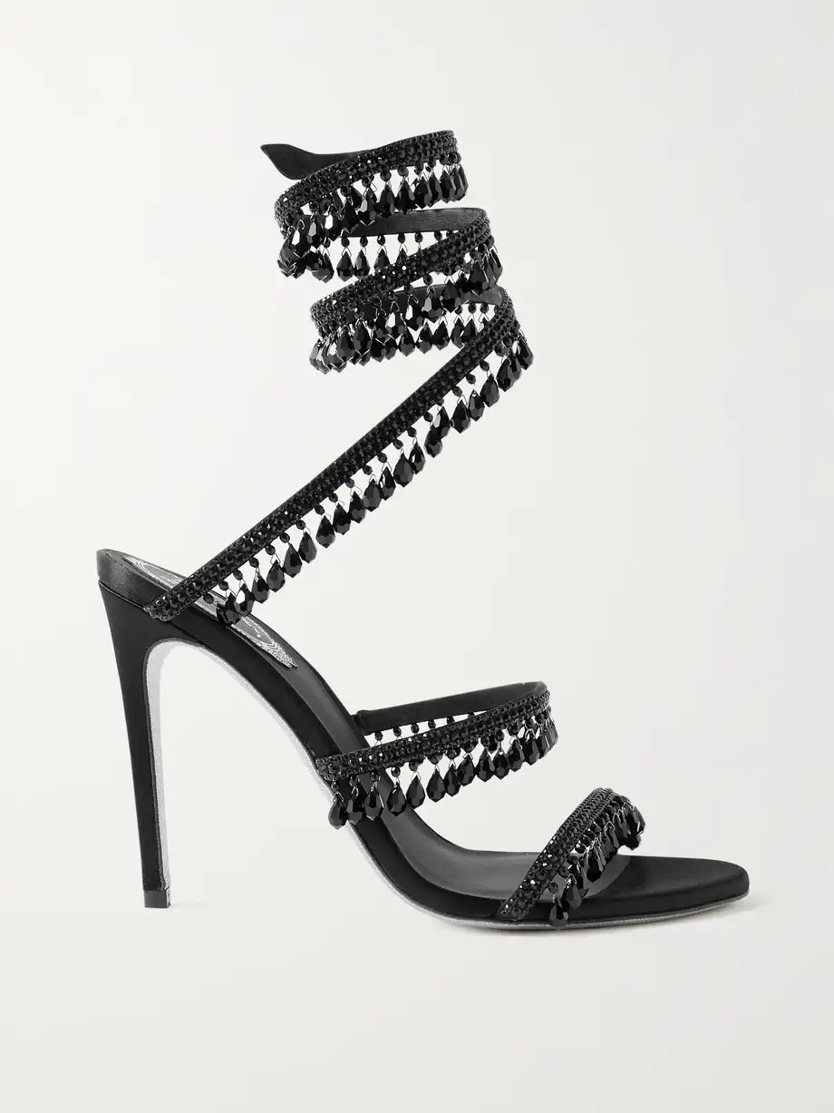 Cleo embellished satin and leather sandals Cleo embellished satin and leather sandals