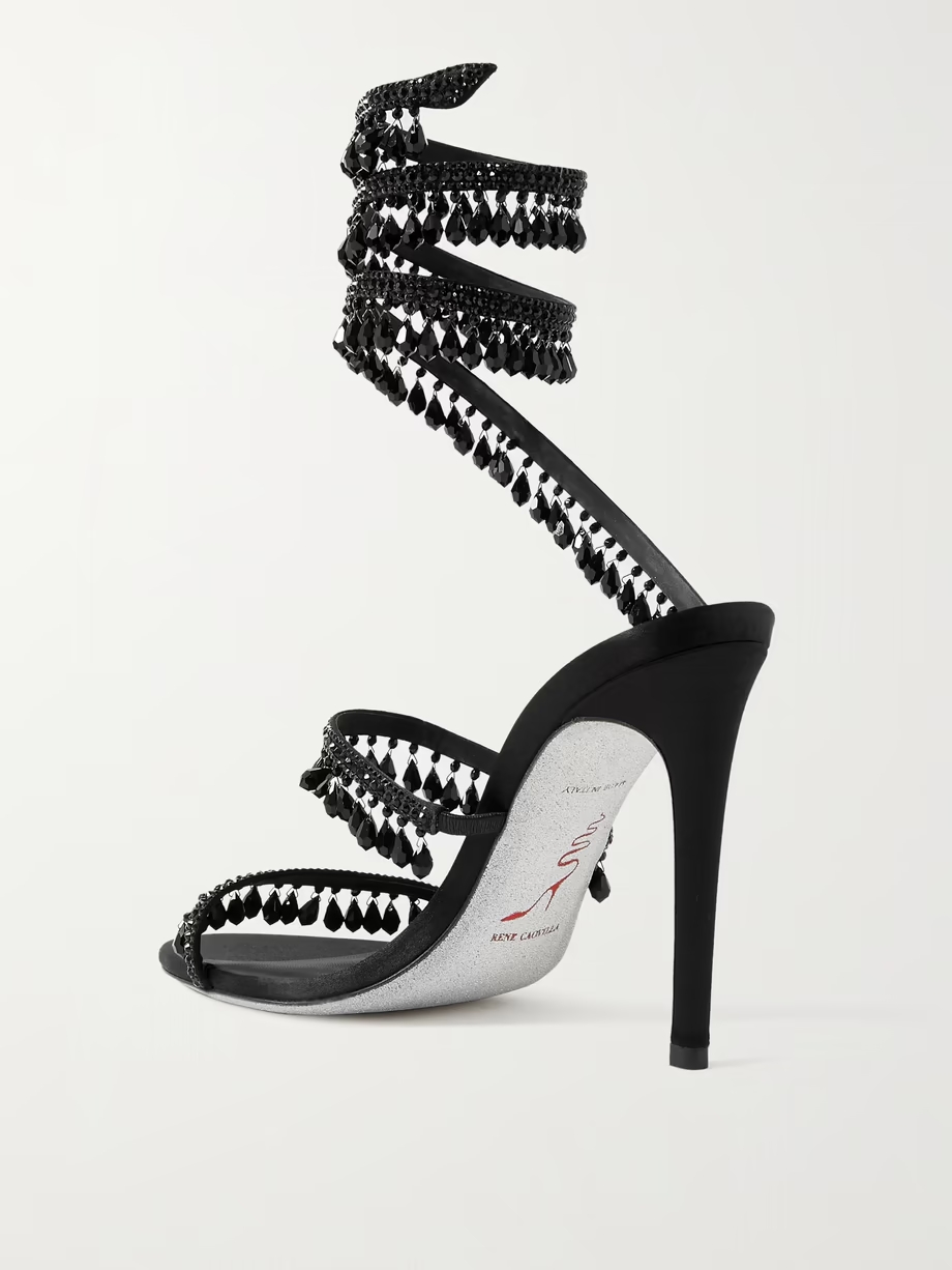 Cleo embellished satin and leather sandals Cleo embellished satin and leather sandals