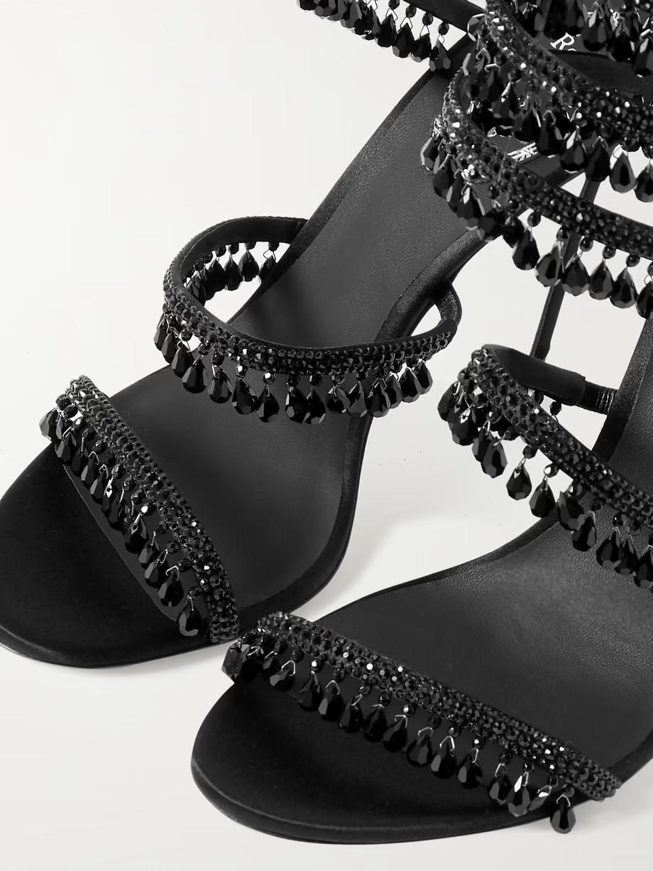 Cleo embellished satin and leather sandals Cleo embellished satin and leather sandals