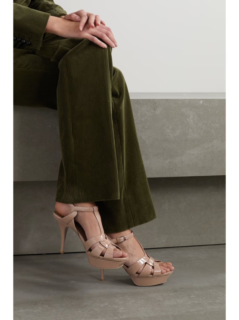 Tribute woven patent-leather platform sandals Tribute woven patent-leather platform sandals